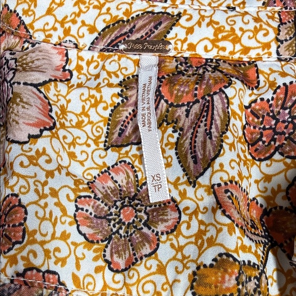 FP Movement by Free People Floral Ruffle Blouse - Orange and Purple - Picture 5 of 8